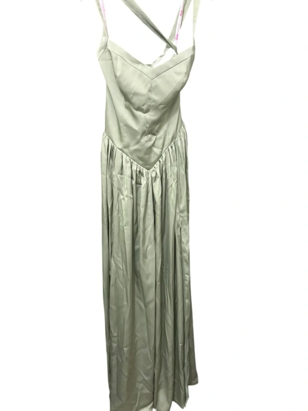 Azazie dusty Sage stretched Satin brides maid dress. BARBIE 1041 NWT - Picture 3 of 12